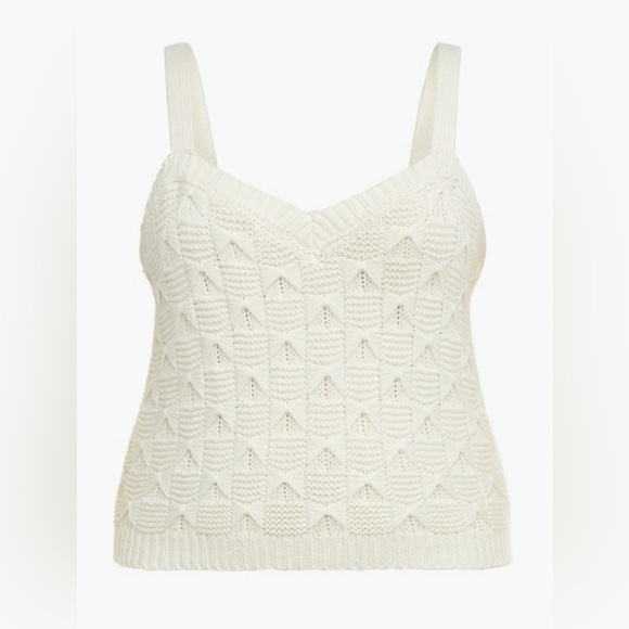 JUSTFAB Knit Tank Top Creamy White Color With Bow Design NWT Size 1X - Picture 3 of 12